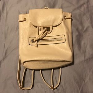 Light Pink Beige Leather Mini Backpack